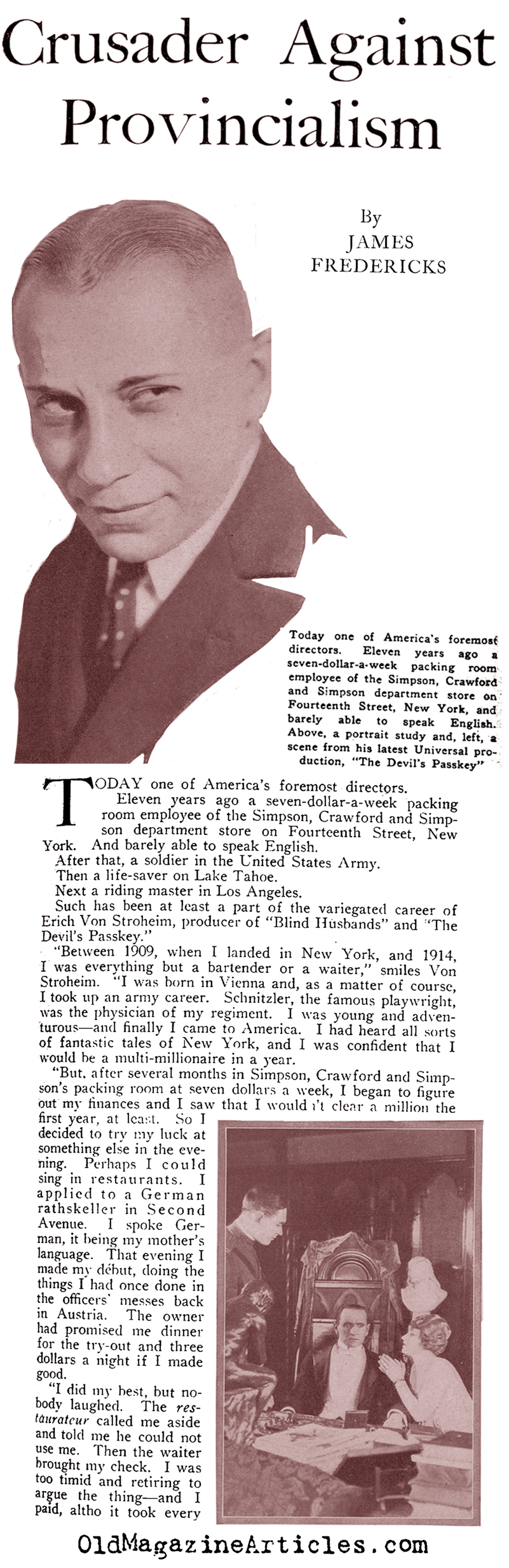 Erich von Stroheim: an Immigrant's Story (Motion Picture Magazine, 1920)